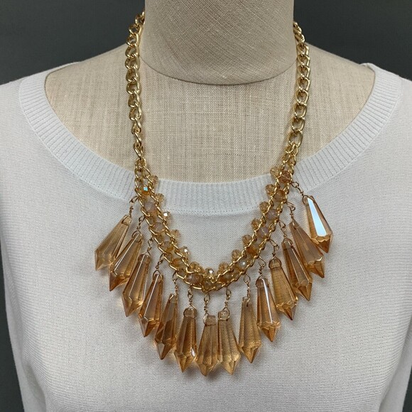 Bay to Baubles Women's Necklace Carabella Crystal Chandelier Gold-Tone NWT - Picture 2 of 7